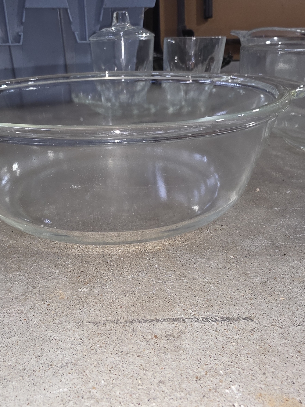 Vintage Fire-King Clear Glass Deep Baking Dish / Round Casserole